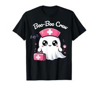 Cute Ghost Nurse Kawaii Boo-Boo Crew Pediatric Halloween T-Shirt
