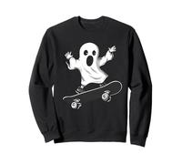 Cute Ghost On Skateboard Funny Halloween Skater Sweatshirt