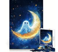 Cute Ghost on The Moon Puzzles for Adults 1000 Puzzles Memory Build Smooth Connection Home Enjoyable Home Art (38x26cm)