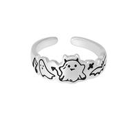 Cute Ghost Open Ring for Women White Statement Dainty Adjustable Stacking Rings Funny Middle Thumb Finger Band Crazy Prom Halloween Party Costume Accessories Comfort Fit Jewelry for Her