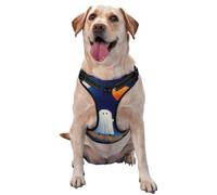 Cute Ghost Orange Balloon Full Moon No Pull Dog Harness Adjustable Reflective Oxford Easy Control Medium Large Dog Harness