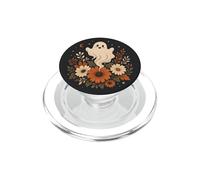 Cute Ghost Orange Floral Halloween Boho Dark Fall Art Retro PopSockets PopGrip for MagSafe