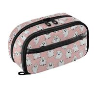 Cute Ghost Pink Wipe-Clean Pencil Pouch for Desk Organization