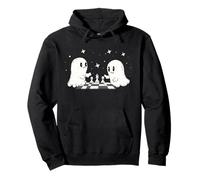 Cute Ghost Playing Chess Funny Halloween Pullover Hoodie