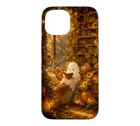 Cute Ghost Pumpkin Fall Autumn Sunflower Bookish Library Case for iPhone 15