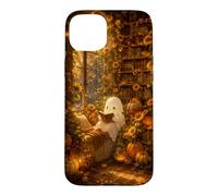 Cute Ghost Pumpkin Fall Autumn Sunflower Bookish Library Case for iPhone 15 Plus