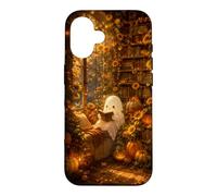 Cute Ghost Pumpkin Fall Autumn Sunflower Bookish Library Case for iPhone 16