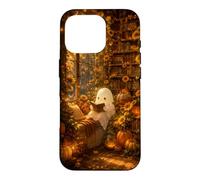 Cute Ghost Pumpkin Fall Autumn Sunflower Bookish Library Case for iPhone 16 Pro