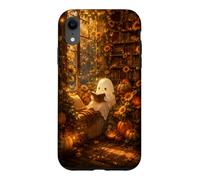 Cute Ghost Pumpkin Fall Autumn Sunflower Bookish Library Case for iPhone XR