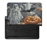 Cute Ghost Pumpkin Lantern Passport Holder with Card Slots Portable Passport Cover Compact Waterproof Passports Protector