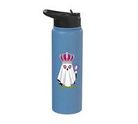 Cute Ghost Queen Pink Crown Mirror Star Eyed Stainless Steel Insulated Water Bottle