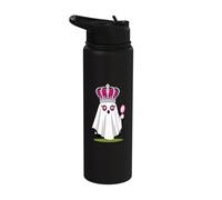 Cute Ghost Queen Pink Crown Mirror Star Eyed Stainless Steel Insulated Water Bottle