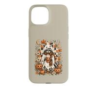 Cute Ghost Raccoon Pumpkin Latte Halloween Coffee Design Case for iPhone 15