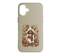 Cute Ghost Raccoon Pumpkin Latte Halloween Coffee Design Case for iPhone 16 Plus