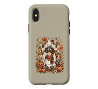 Cute Ghost Raccoon Pumpkin Latte Halloween Coffee Design Case for iPhone X/XS