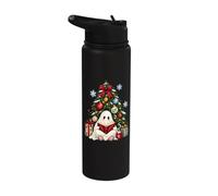 Cute Ghost Reading Book Christmas Tree Cat Spooky Season Stainless Steel Insulated Water Bottle