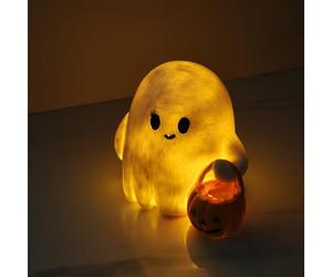Cute Ghost Reading Book Lamp, 2025 New Cute Halloween Ghost Night Light, Halloween Decor 3D LED Light Up Ghost Night Light for Bedroom Table Shelf Spooky Warm Figurine Lamp Gift for Readers (A)