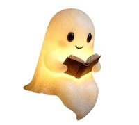 Cute Ghost Reading Book Lamp, 3D Resin Halloween Ghost Night Light, Cute Ghost Reader LED Light (Large)