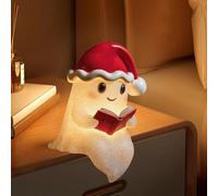 Cute Ghost Reading Book Lamp, Light up Ghosts Halloween Decorations, Halloween Decor 3D LED Light Up Ghost Night Light, Indoor Home Table Centerpiece, Gift for Readers (B, Small)