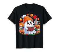 Cute Ghost Reading Book Lovers Autumn Fall Halloween Ghost T-Shirt