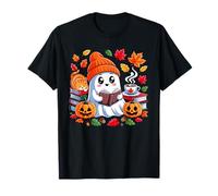 Cute Ghost Reading Book Lovers Autumn Fall Halloween Ghost T-Shirt