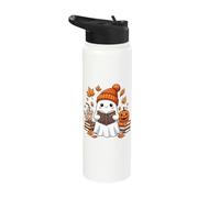 Cute Ghost Reading Halloween Fall Books Stainless Steel Insulated Water Bottle