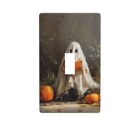 Cute Ghost Reading in The Woods Vintage Light Switch Cover Decorative Single Toggle 1 Gang Wall Plate for Kitchen Farmhouse Bedroom Bathroom Art Decor