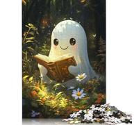 Cute Ghost Reading Jigsaw Puzzles 1000 Pieces Jigsaw Creative Rectangular Large Family Puzzle Game Artwork for Adults 1000pcs (38x26cm)