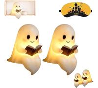 Cute Ghost Reading Lamp - 3D Sitting Ghost LED Night Light for Halloween Decor ,Bedroom & Study Room, Gift for Book Lovers & Ghost Fans (2Pcs)