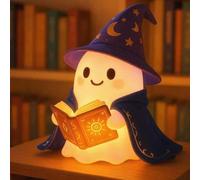 Cute Ghost Reading Lamp, 3D Sitting Ghost LED Night Light for Halloween Decor, Halloween Home Decor for Bedroom Bookshelf Bedside, Gift for Readers and Book Lover Farmhouse Desk House