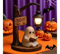 Cute Ghost Reading Lantern - 3D Resin Halloween Ghost Night Light Table Centerpiece Light, WarmLight Indoor Reading Lamp Glowing Halloween GhostDecorations for Bedroom Living Room