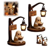Cute Ghost Reading Lantern - 3D Resin Halloween Ghost Night Light with Boo Sign, Battery Operated Spooky Cute Halloween Lamp for Desk, Bedroom, Living Room Decor