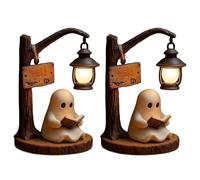 Cute Ghost Reading Lantern, 3D Resin Halloween Ghost Night Light with Warm Glow, Ghost Reading Book Lamp, Festive Decor Cozy Lighting for Readers & Book Lover (2PC)