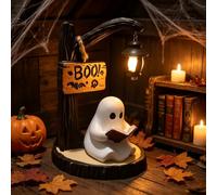 Cute Ghost Reading Lantern Halloween Figurine Lamps | Ghost Light，1 Item