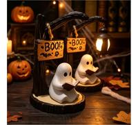 Cute Ghost Reading Lantern Halloween Figurine Lamps | Ghost Light，2 Item