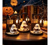 Cute Ghost Reading Lantern Halloween Figurine Lamps | Ghost Light，3 Item
