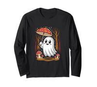 Cute Ghost Under Mushroom Umbrella Art Long Sleeve T-Shirt