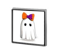 Cute Ghost Wearing Orange Purple Bow Unisex Brooches & Pins Square Lightweight Lapel Badge Jewelry for Clothing Shawl Hat