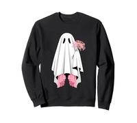 Cute Ghost with Pink Flowers Aesthetic Spirit Sweatshirt
