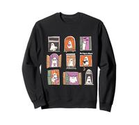Cute Ghostly Windows Hand Drawn Halloween Kawaii Cartoon Sweatshirt