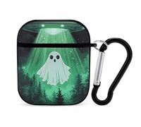 Cute Ghosts Aliens Compatible with Airpod 1/2 Case PC Scratch-Resistant Drop-Proof Protective Cover with Keychain Black-style