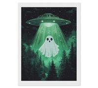 Cute Ghosts Aliens Diamond DIY Painting Kits Round Full Drill Digital Art Craft for Home Office Wall Decor 12"x16"