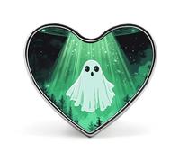 Cute Ghosts Aliens Novelty Brooches & Pins Heart Personalised Metal Lapel Badge With Butterfly Clutch Clasp