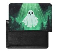 Cute Ghosts Aliens Passport Covers with Card Slots Slim Vaccine Card Organizer Holder PU Leather Travel Wallet