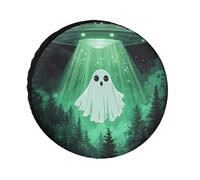 Cute Ghosts Aliens Spare Tire Cover Waterproof Oxford Cloth Adjustable Foldable Wheel Protector