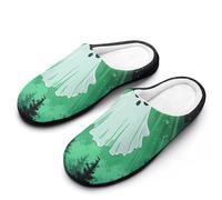 Cute Ghosts Aliens Women's Slippers Cotton Warm House Shoes with Rubber Anti-Slip Sole Slip On for Home Outdoor 11-12（42-43）