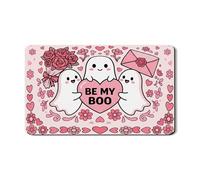 Cute Ghosts Be My Boo Dish Drying Mats, Peach Floral Ghost Pattern Absorbent Rubber Dish Drainer Mat, Valentine’S Day Fanciful Pu Leather Pad 12x20 Inch