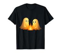 Cute Ghosts Campfire Cozy Halloween Scene T-Shirt