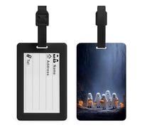 Cute Ghosts Carrying Halloween Pumpkins Luggage Tag Travel Bag Suitcase Baggage Name Tags