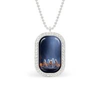 Cute Ghosts Carrying Halloween Pumpkins Rectangle Pendant Necklace Silver Women Jewelry Alloy Keychain Tag Jewelry